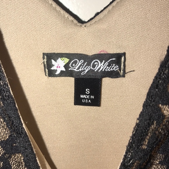 Lily white nude and black peplum top, size small - Picture 3 of 3